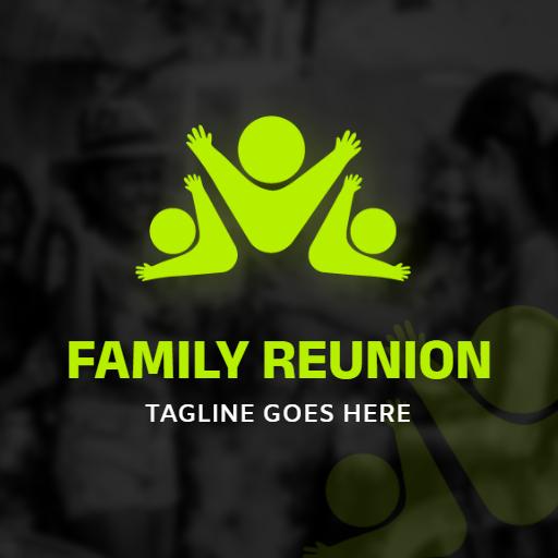 Vibrant Green Illustration of Family Bonding for Reunion Logo Template
