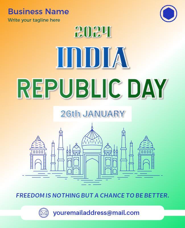 Vibrant Green India Republic Day Celebration Poster Template