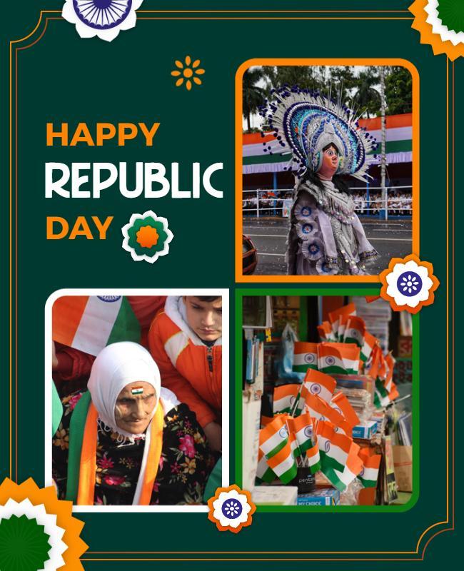 Vibrant Green Indian Republic Day Celebration Poster Template