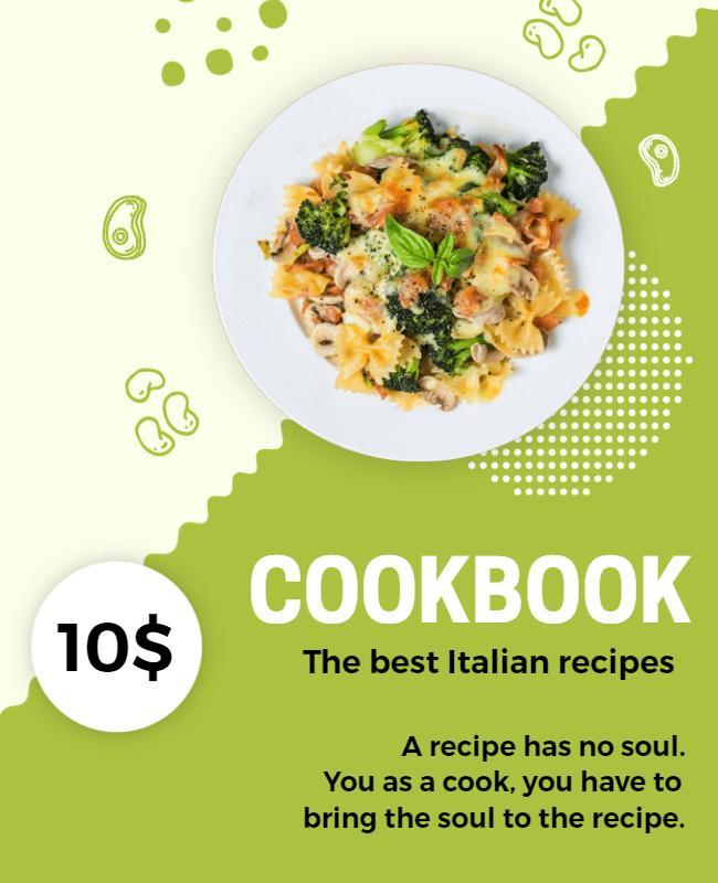 Vibrant Green Italian Cookbook Recipe Poster Template