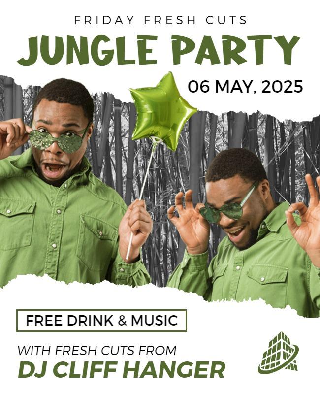 Vibrant Green Jungle Party Celebration Poster Template