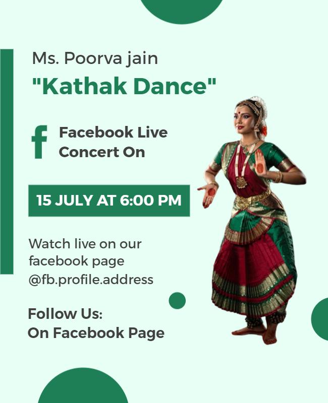 Vibrant Green Kathak Dance Live Concert Poster Template
