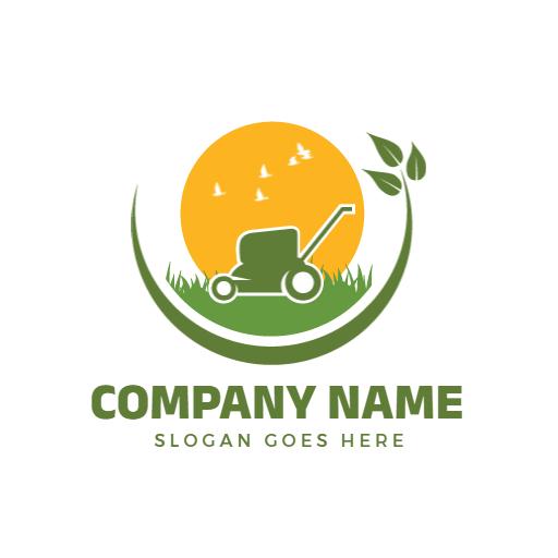 Vibrant Green Lawn and Sunny Landscape Care Logo Template