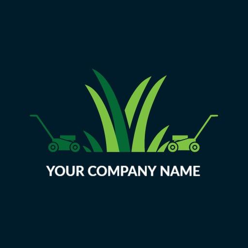 Vibrant Green Lawn Design Featuring Mowers for Lawn Care Logo Template