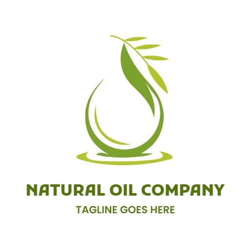 Vibrant Green Leaf and Oil Drop Design for Natural Oil Logo Template