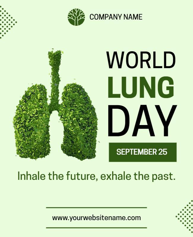 Vibrant Green Lungs Symbolize World Lung Day Awareness Poster Template