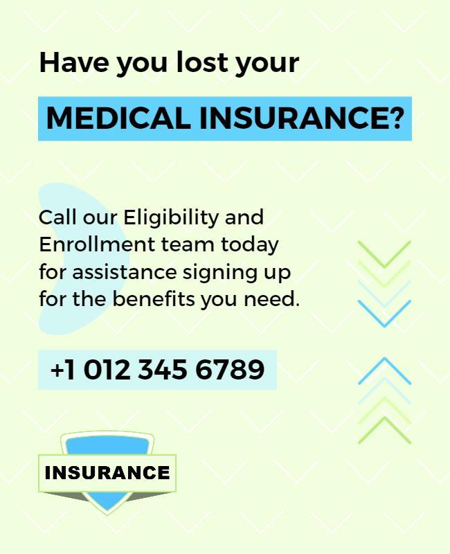 Vibrant Green Medical Insurance Assistance Poster Template