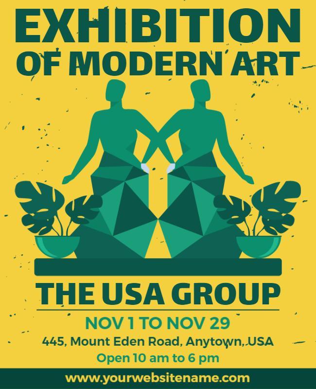 Vibrant Green Modern Art Exhibition Flyer Template