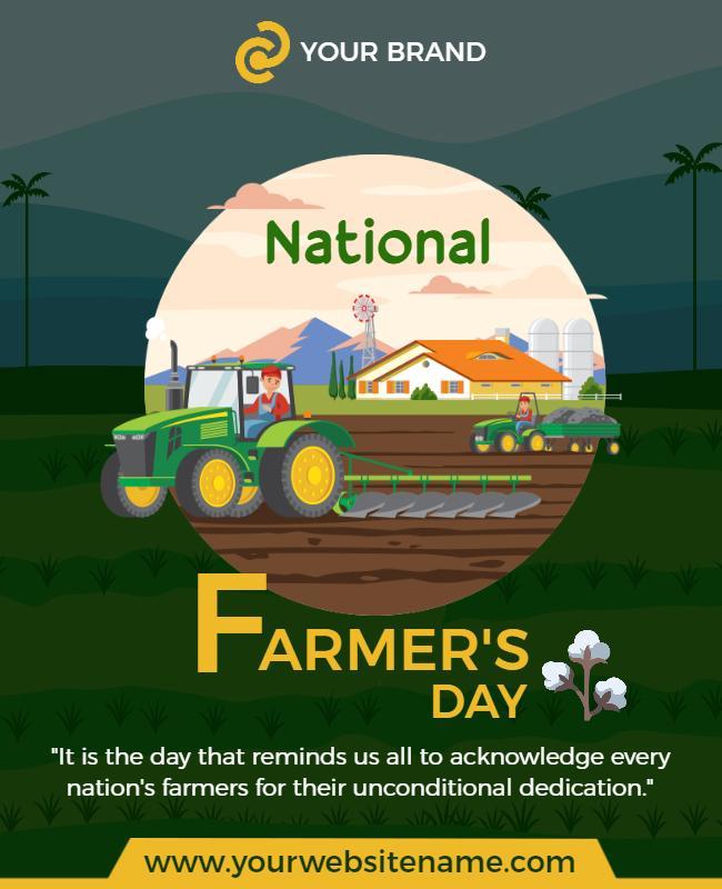 Vibrant Green National Farmer's Day Celebration Poster Template