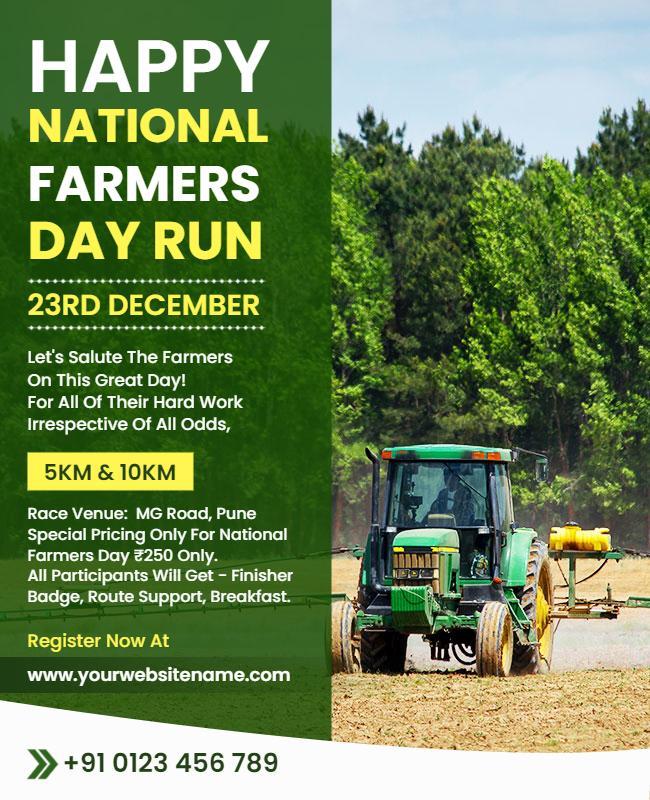Vibrant Green National Farmers Day Run Celebration Poster Template