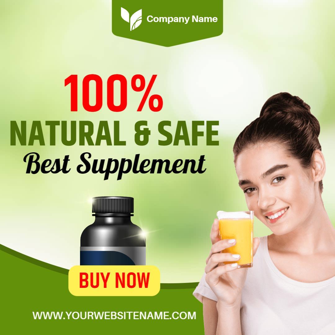Vibrant Green Natural Health Supplement Promotion Ad Template