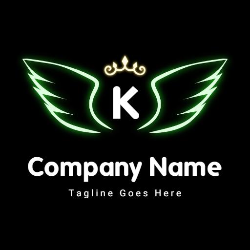 Vibrant Green Neon Wings Design for Modern Company Logo Template