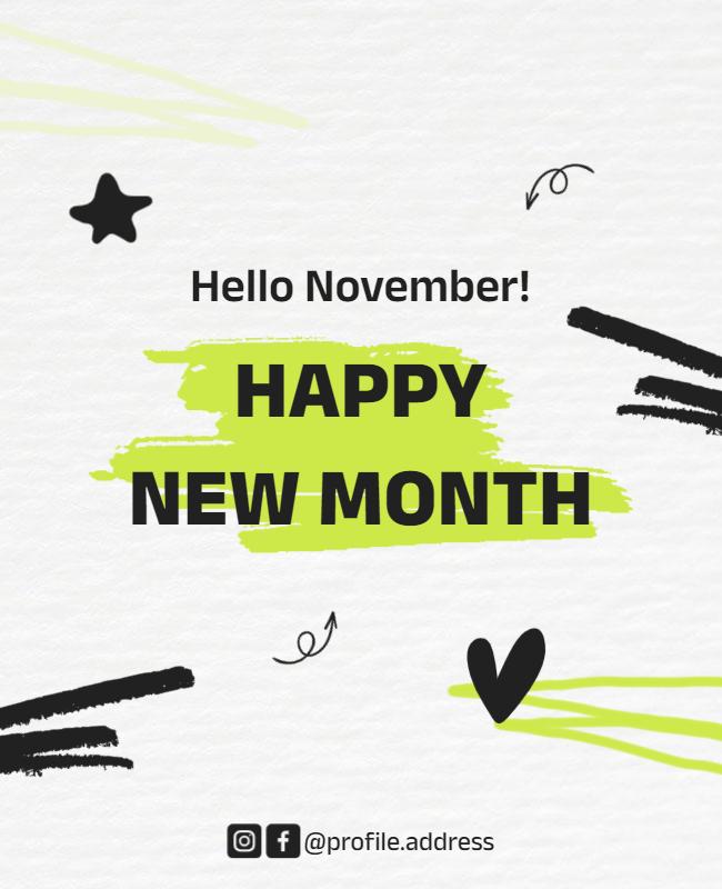 Vibrant Green November Welcome Message Poster Template