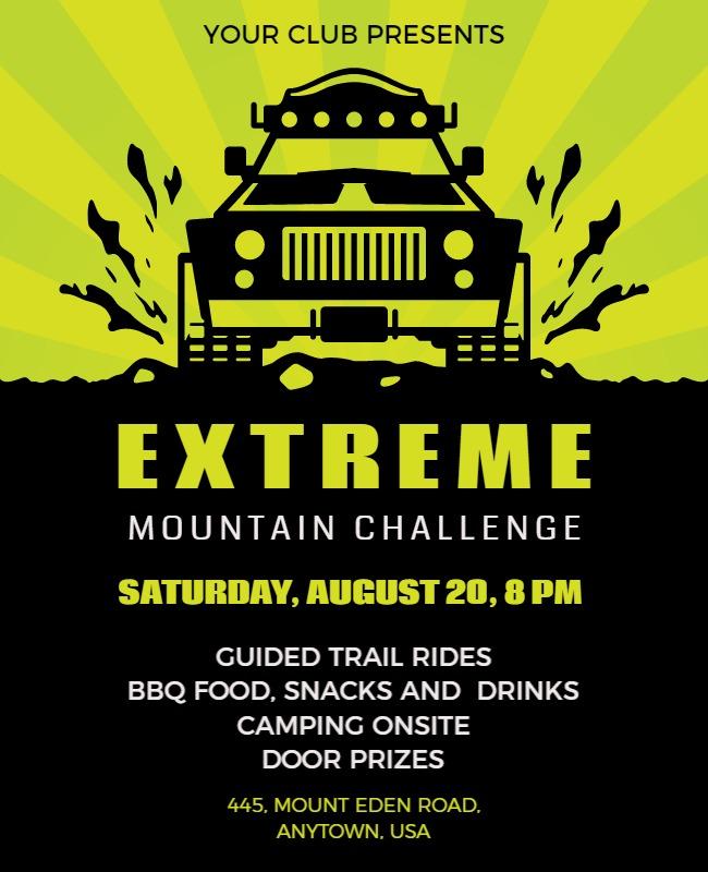 Vibrant Green Off-Roading Adventure Challenge Poster Template