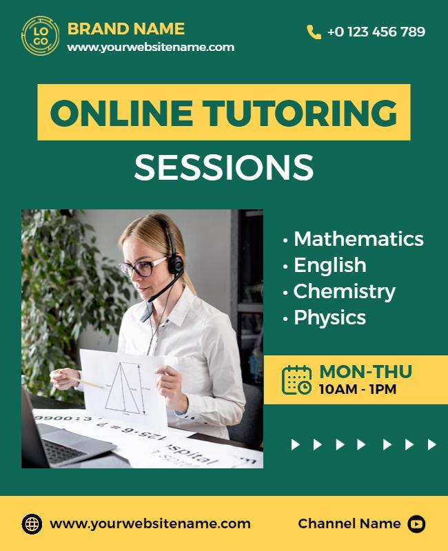 Vibrant Green Online Tutoring Sessions Educational Poster Template