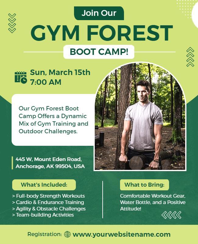 Vibrant Green Outdoor Fitness Boot Camp Poster Template