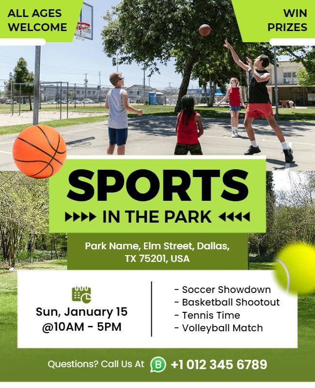 Vibrant Green Outdoor Sports Event in the Park Poster Template