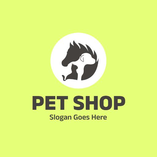 Vibrant Green Pet Shop Logo Featuring Playful Animals Logo Template