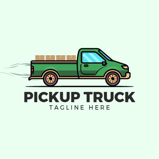 Vibrant Green Pickup Truck Showing Speed and Efficiency Logo Template