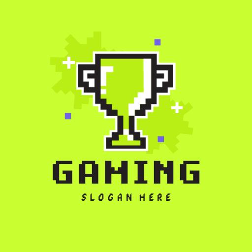 Vibrant Green Pixel Trophy Celebrating Gaming Achievements Logo Template