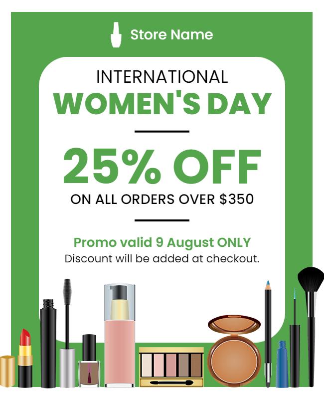Vibrant Green Promo for International Women's Day Sale Poster Template