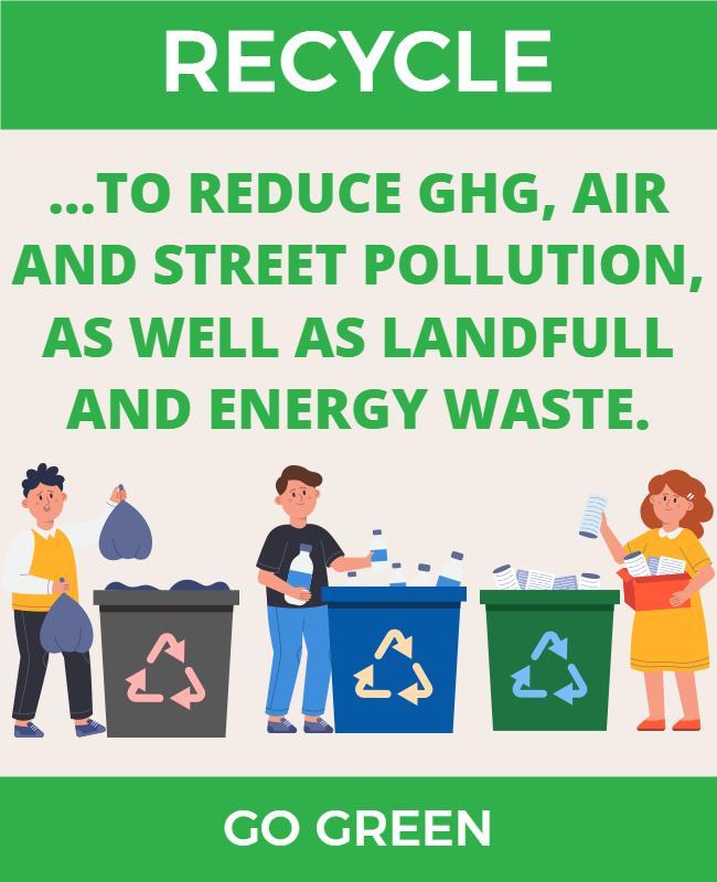 Vibrant Green Recycling Awareness Campaign Poster Template