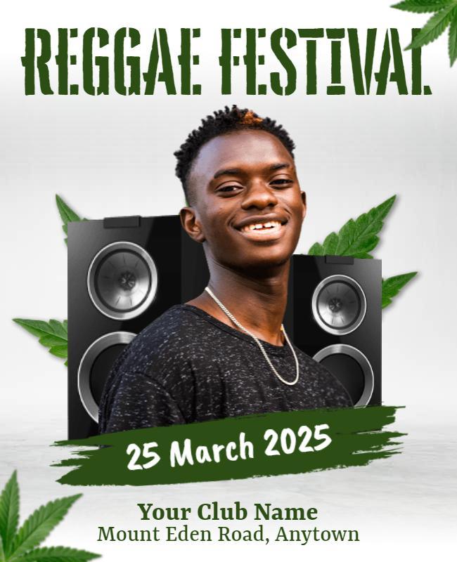 Vibrant Green Reggae Music Festival Flyer Template