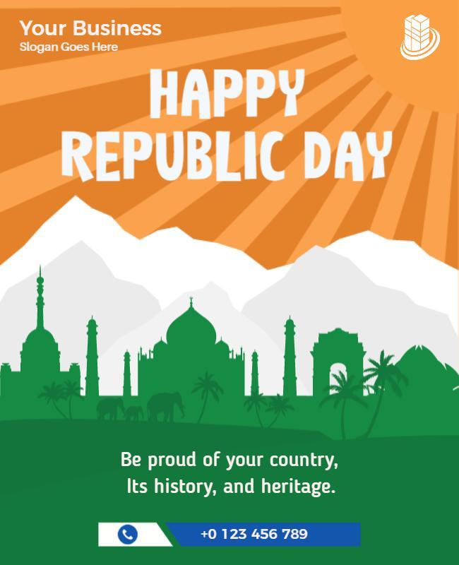Vibrant Green Republic Day Celebration Heritage Poster Template