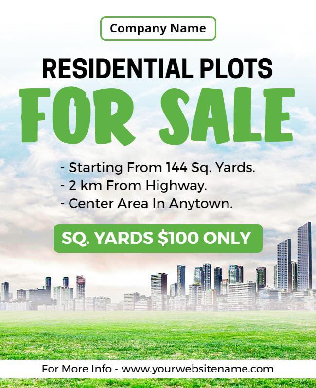 Vibrant Green Residential Plots for Sale Flyer Template