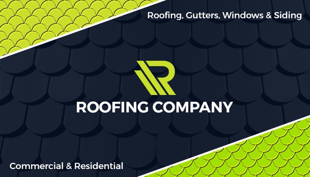 Vibrant Green Roofing Company Professional Visiting Card Template