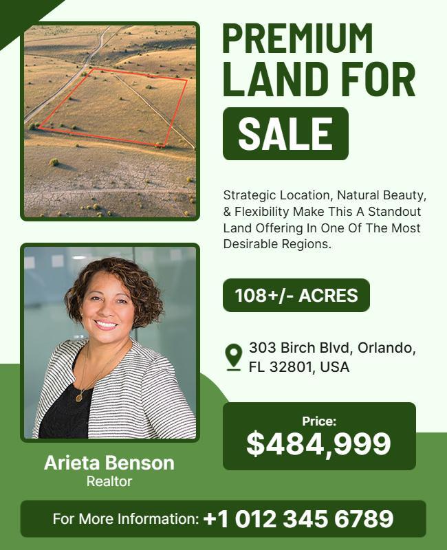 Vibrant Green Rural Land Opportunity for Sale Flyer Template
