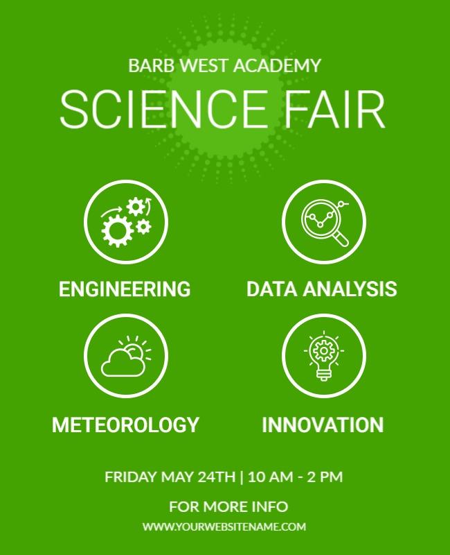 Vibrant Green Science Fair Engineering and Innovation Poster Template