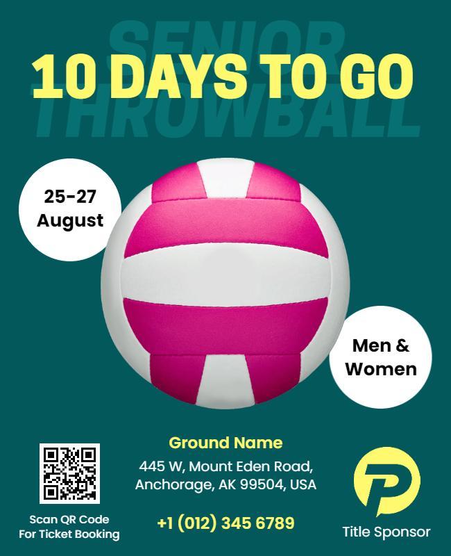Vibrant Green Senior Throwball Championship Poster Template