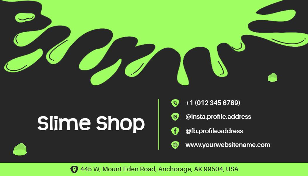 Vibrant Green Slime Shop Creative Visiting Card Template