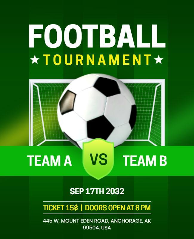 Vibrant Green Soccer Football Tournament Poster Template