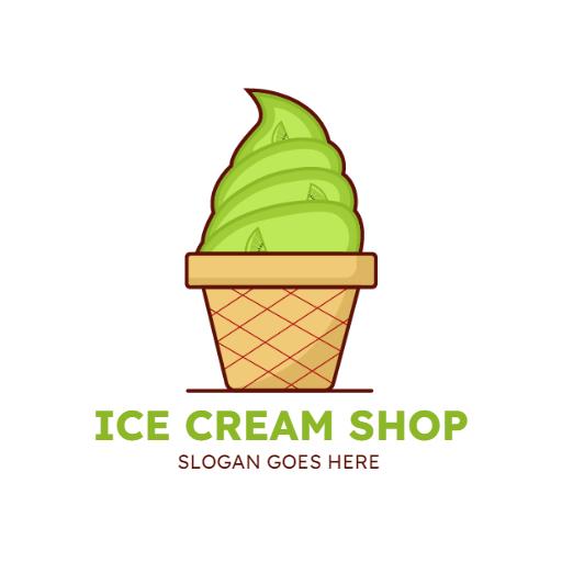 Vibrant Green Soft Serve Ice Cream in Cup Logo Template