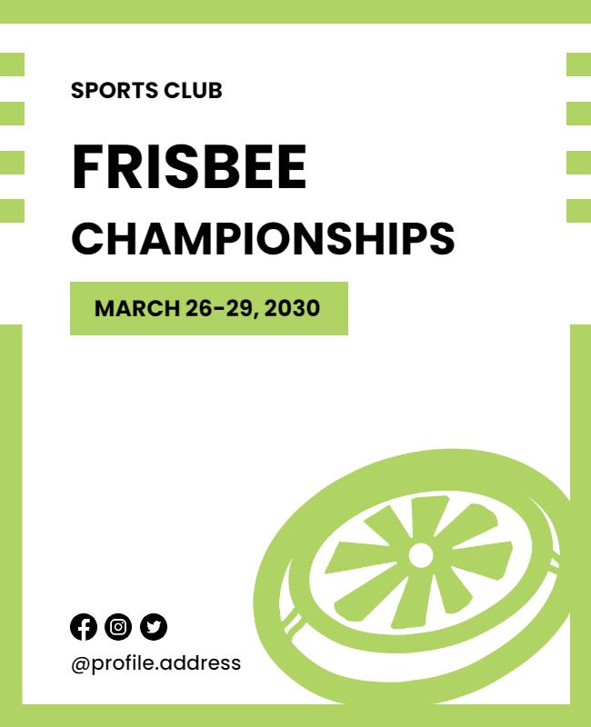 Vibrant Green Sports Club Frisbee Championships Poster Template