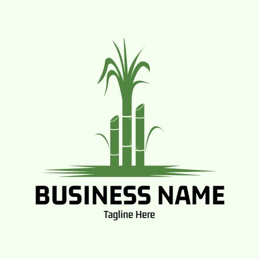 Vibrant Green Sugarcane Stalks Signifying Agricultural Growth Logo Template