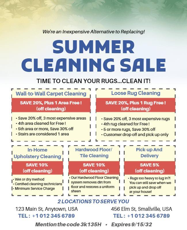Vibrant Green Summer Cleaning Sale Discount Poster Template