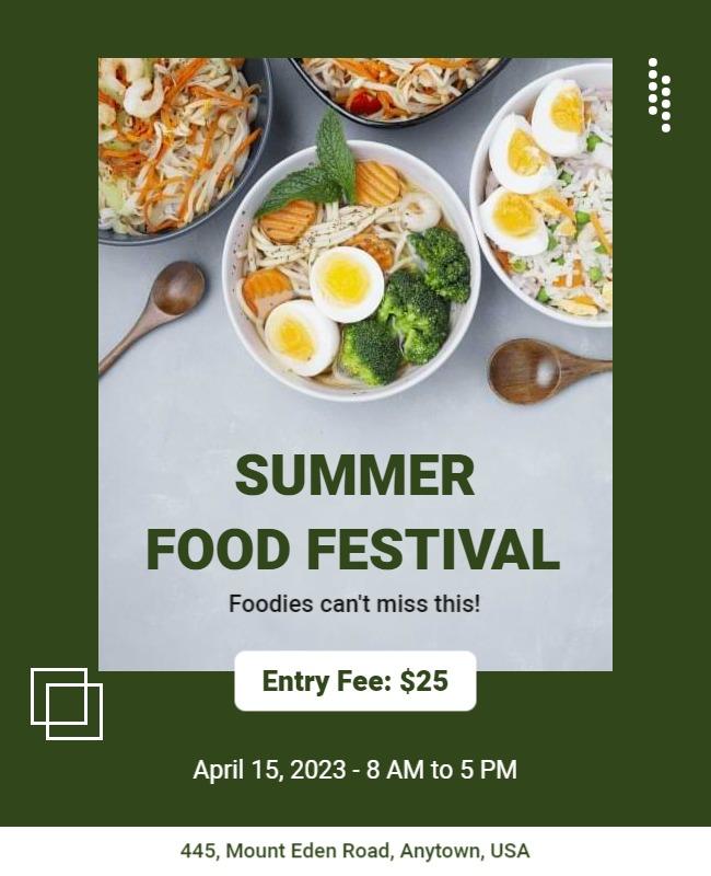 Vibrant Green Summer Food Festival Poster Template