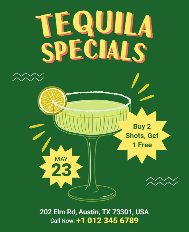 Vibrant Green Tequila Specials Offer Flyer Template