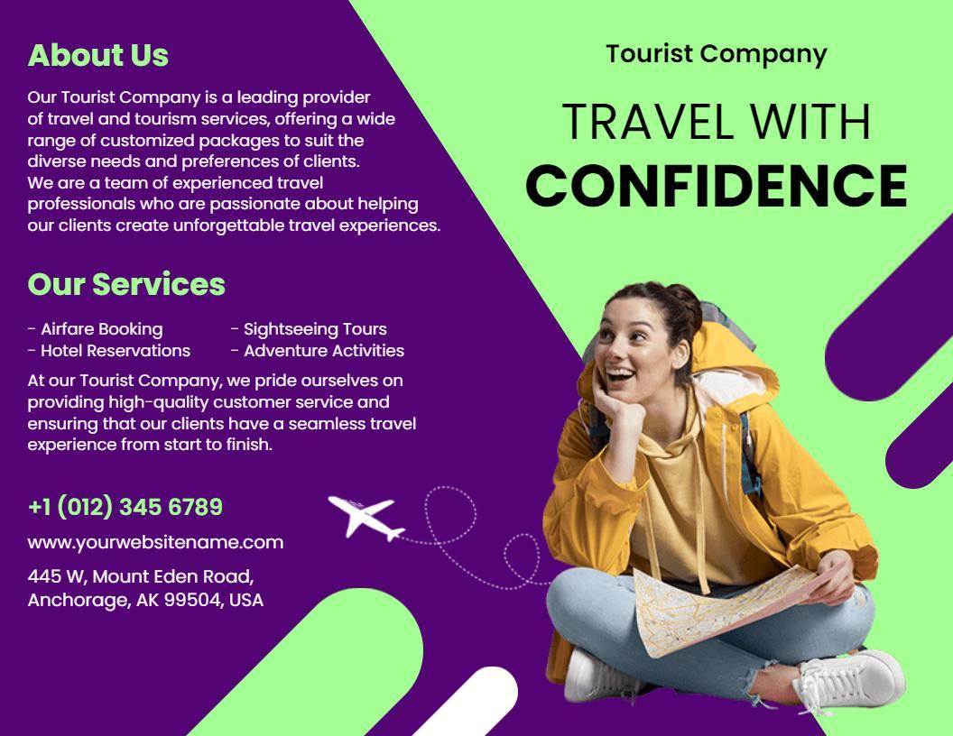 Vibrant Green Travel Adventure Packages Tourist Brochure Template