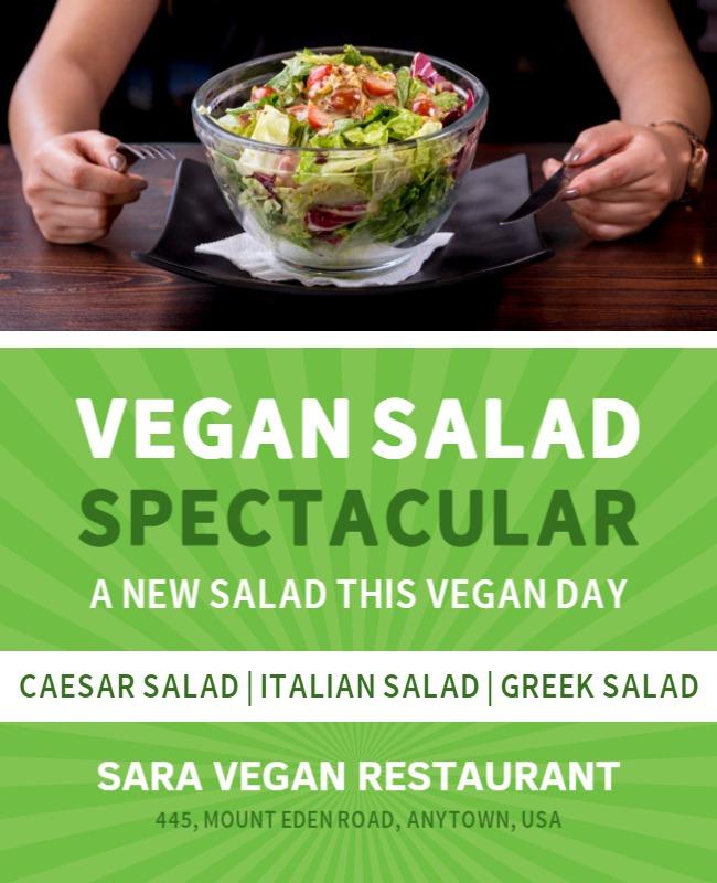 Vibrant Green Vegan Salad Spectacular Restaurant Poster Template