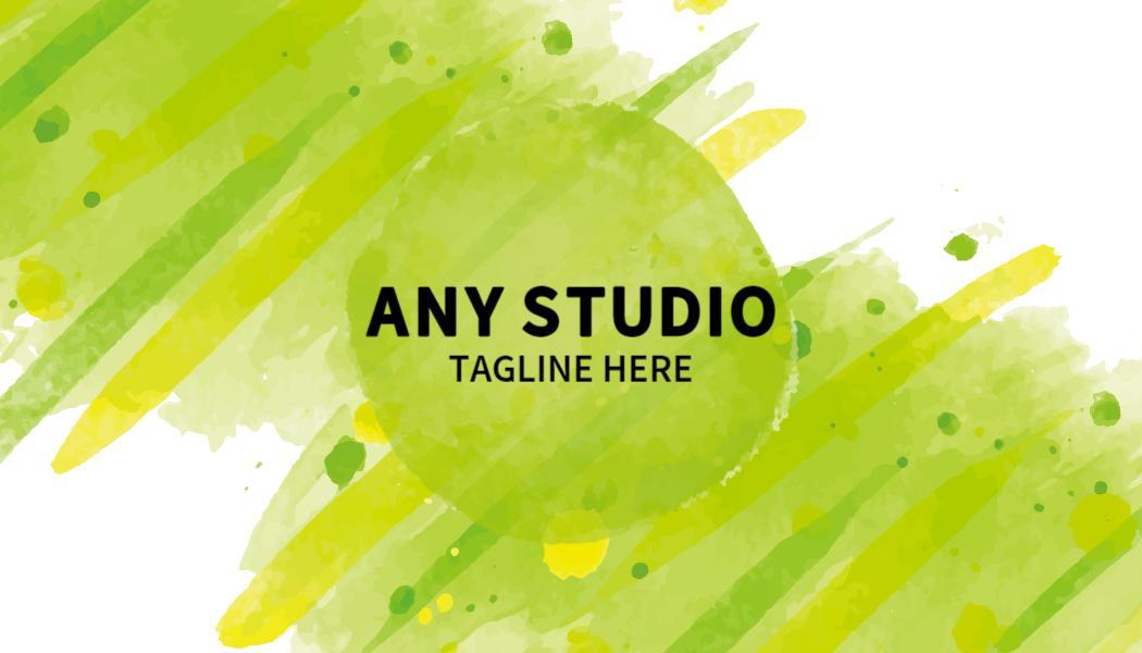 Vibrant Green Watercolor Artist Studio Business Card Template