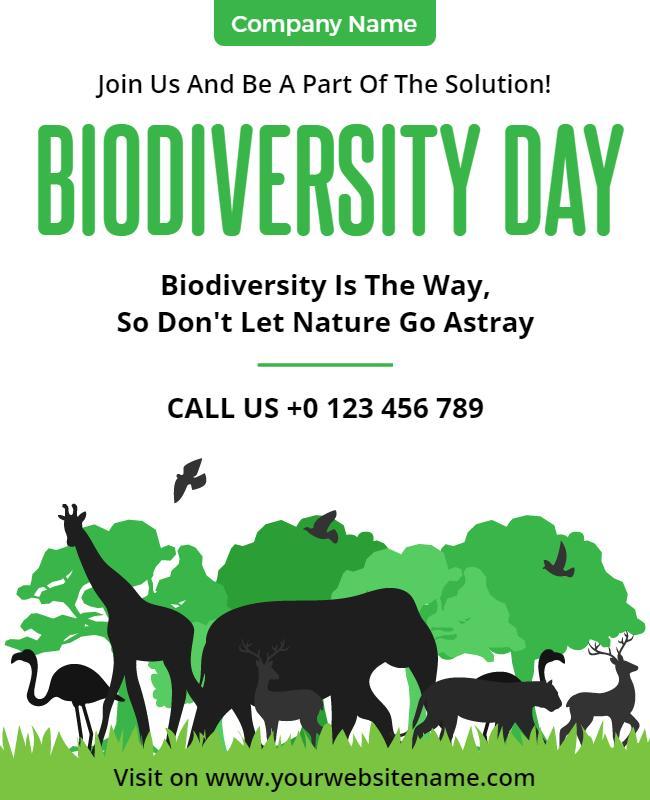 Vibrant Green Wildlife Awareness Biodiversity Day Poster Template