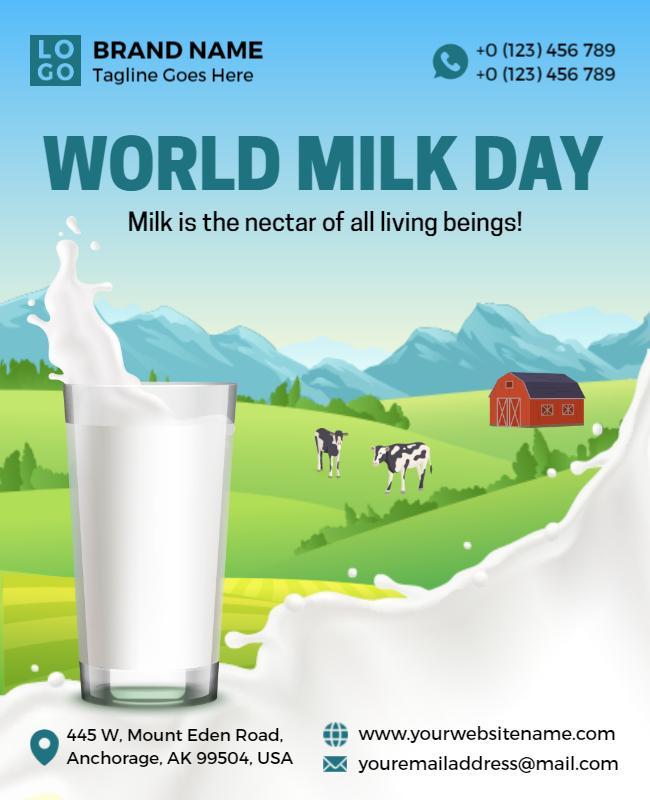 Vibrant Green World Milk Day Celebration Poster Template