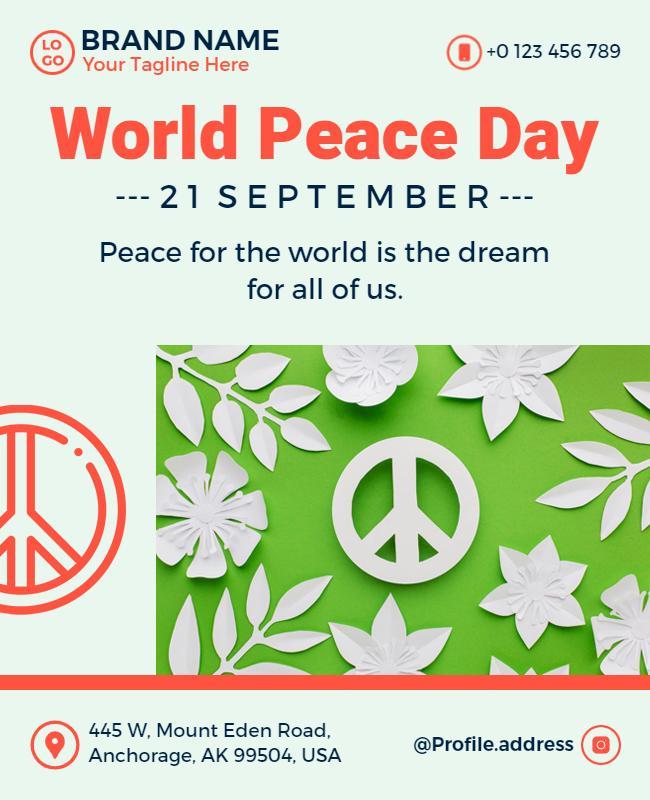 Vibrant Green World Peace Day Celebration Poster Template