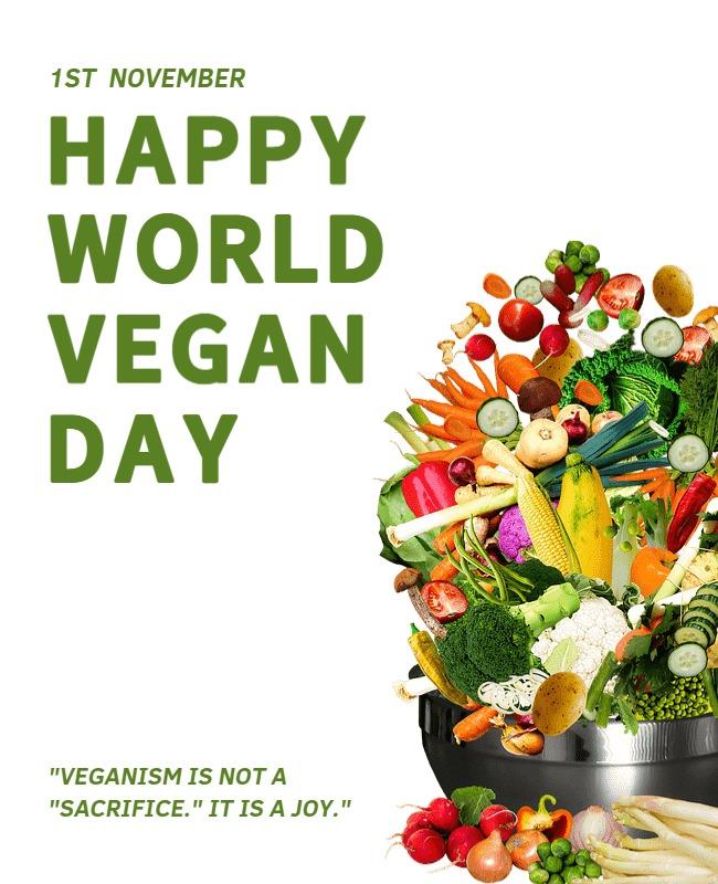 Vibrant Green World Vegan Day Celebration Poster Template