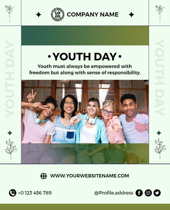 Vibrant Green Youth Empowerment Day Celebration Poster Template