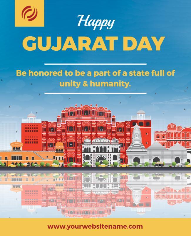 Vibrant Gujarat Day Celebration with Cultural Heritage Poster Template